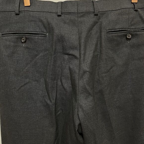 Ralph Ralph Lauren Charcoal Gray Micro Checks Pleated Cuffed Dress Pants 36 x 34 - Picture 8 of 13